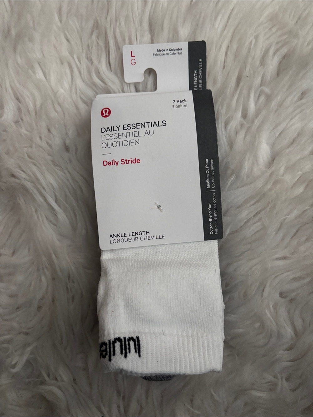 Lululemon Daily Stride Low-Ankle Socks *3 Pack, Black/Grey/White, Large